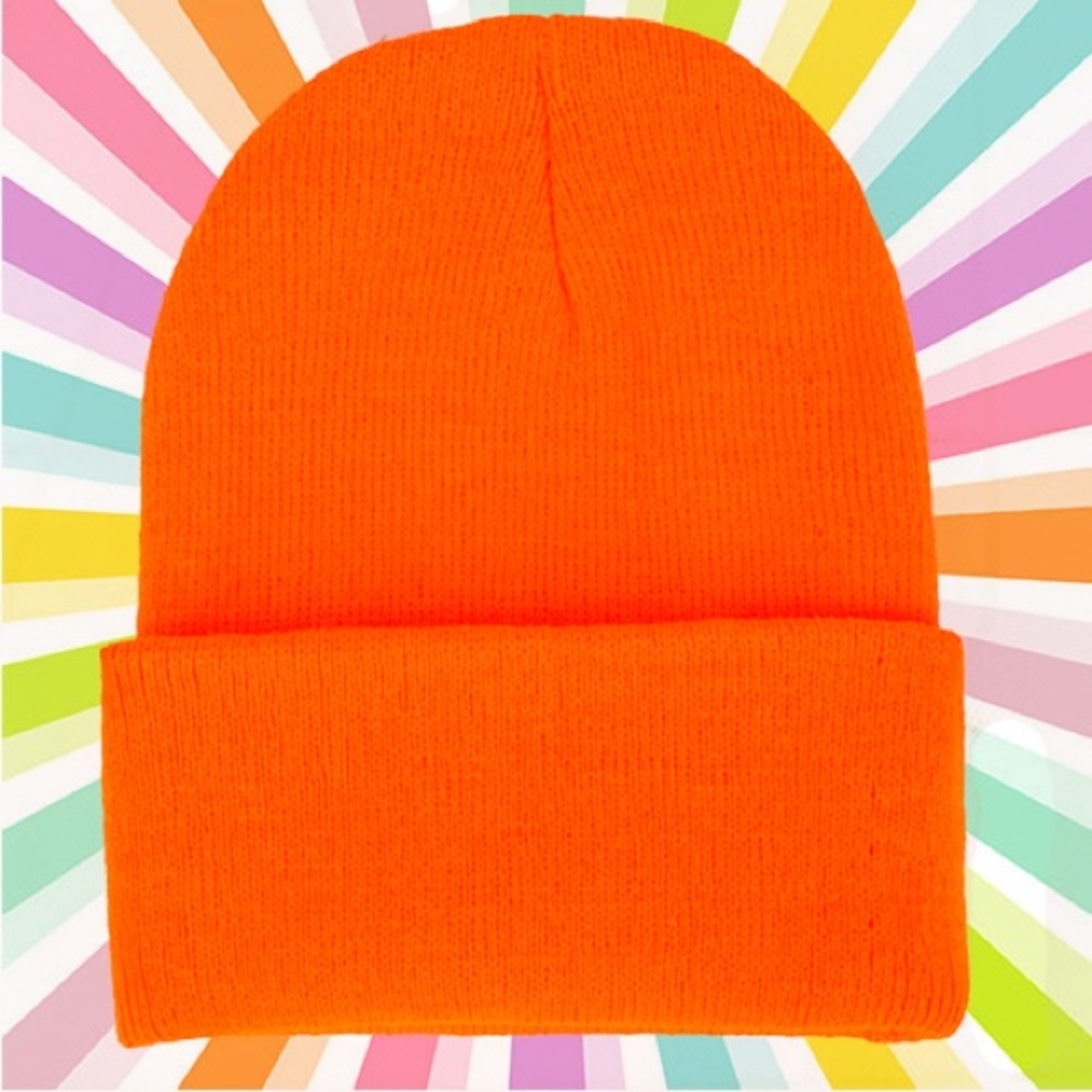 Neon Orange Beanie Took Winter Hat New Ski Hat